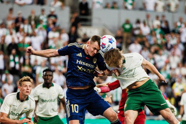 260813 Vladyslav Kochergin of Rakow and Oscar Steinke Branby of Hammarby during the UEFA Conference League qualifying football match between Hammarby and Rakow on August 13, 2026 in Stockholm. Photo: Kenta Jönsson BILDBYRAN COP 210 KJ0361 fotboll football soccer fotball uefa conference league conference league hammarby rakow bbeng *** August 13, 2026: Vladyslav Kochergin of Rakow and Oscar Steinke Branby of Hammarby during the UEFA Conference League qualifying soccer match between Hammarby and Rakow on August 13, 2026 in Stockholm. Photo by Kenta Jönsson, BILDBYRAN COP 210 KJ0361 soccer football fotball UEFA Conference League Conference League Hammarby Rakow bbeng  Copyright: KENTAxJÖNSSON BB260813KJ066