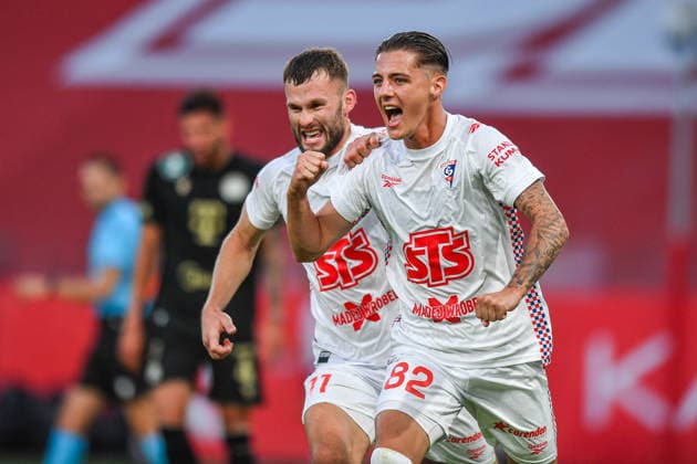 2026.08.13 Zabrze Pilka nozna Liga Europy UEFA Eliminacje 3 Rudna Kwalifikacji Ligi Europy Sezon 2026 2027 Gornik Zabrze - Ferencvaros N z Erik Prekop, Kacper Urbanski, radosc, radosc po golu, radosc po bramce Foto Marcin Bulanda PressFocus 2026.08.13 Zabrze Football UEFA European League Qualifying Third Round Season 2026 2027 Gornik Zabrze - Ferencvaros Erik Prekop, Kacper Urbanski, radosc, radosc po golu, radosc po bramce Credit: Marcin Bulanda PressFocus NEWSPIX.PL --- newspix.pl 