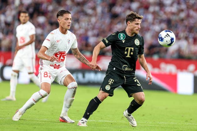 13.08.2026, Zabrze Liga Europy UEFA sezon 2026 27 runda III kwalifikacji, Gornik Zabrze - Ferencvaros Budapeszt - UEFA Europa League football Match season 2026 27 round III qualification Gornik Zabrze - Ferencvaros Budapest Nz. Kacper Urbanski Gabi Kanichowsky Fot. Michal Chwieduk Arena Akcji NEWSPIX.PL --- newspix.pl 