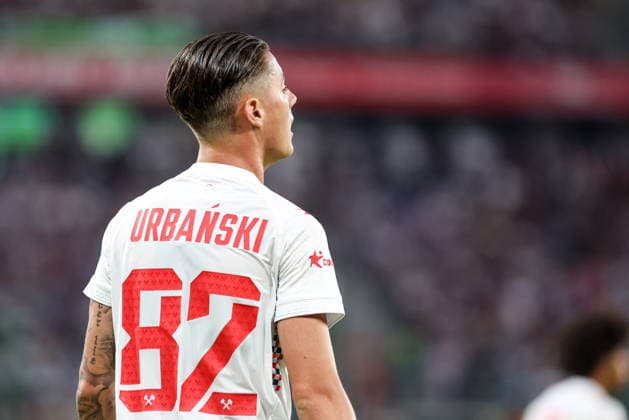13.08.2026, Zabrze Liga Europy UEFA sezon 2026 27 runda III kwalifikacji, Gornik Zabrze - Ferencvaros Budapeszt - UEFA Europa League football Match season 2026 27 round III qualification Gornik Zabrze - Ferencvaros Budapest Nz. Kacper Urbanski Fot. Michal Chwieduk Arena Akcji NEWSPIX.PL --- newspix.pl 
