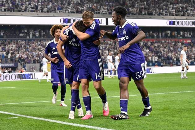 RSC Anderlecht v PAOK - UEFA Europa League ANDERLECHT, BELGIUM - AUGUST 13 : Ambros Lukas midfielder of RSC Anderlecht. celebrates scoring a goal during the UEFA Europa League 2026 27 third qualifying round between RSC Anderlecht and PAOK on August 13, 2026 in Anderlecht, Belgium, 13 08 2026 Anderlecht Belgium  Copyright: xDhax