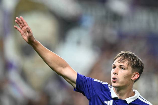 260813 RSC Anderlecht vs PAOK Danylo Sikan (14) of Anderlecht celebrates after scoring the 3-1 goal pictured during the third qualifying round - 2nd leg in the 2026-2027 Uefa Europa League season between RSC Anderlecht and PAOK FC Saloniki from Greece on August 13 , 2026 in Anderlecht, Belgium. (Photo by David Catry Isosport) Anderlecht Belgium  Copyright: xDavidxCatryx 20260813DC2_4616