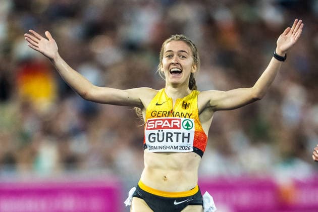 European Athletics Championships; Birmingham, 13.08.2026 BIRMINGHAM, UNITED KINGDOM - AUGUST 13: Olivia Gürth (GER - Germany) celebrates in the final of the 3000 m steeple chase at the European Athletics Championships; Birmingham on August 13, 2026 in Birmingham, United Kingdom. *** European Athletics Championships, Birmingham, August 13, 2026 BIRMINGHAM, UNITED KINGDOM AUGUST 13 Olivia Gürth GER Germany celebrates in the final of the 3,000-meter steeplechase at the European Athletics Championships in Birmingham on August 13, 2026, in Birmingham, United Kingdom Copyright: xBEAUTIFULxSPORTS UlfxSchillerx