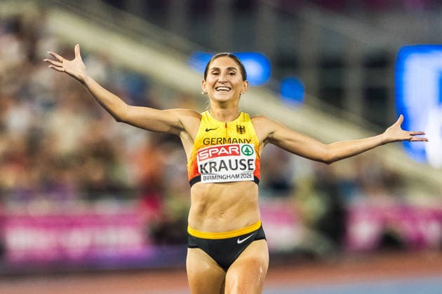European Athletics Championships; Birmingham, 13.08.2026 BIRMINGHAM, UNITED KINGDOM - AUGUST 13: Gesa Felicitas Krause (GER - Germany) celebrates in the final of the 3000 m steeple chase at the European Athletics Championships; Birmingham on August 13, 2026 in Birmingham, United Kingdom. *** European Athletics Championships, Birmingham, August 13, 2026 BIRMINGHAM, UNITED KINGDOM AUGUST 13 Gesa Felicitas Krause (GER) of Germany celebrates in the final of the 3,000-meter steeplechase at the European Athletics Championships in Birmingham on August 13, 2026, in Birmingham, United Kingdom Copyright: xBEAUTIFULxSPORTS UlfxSchillerx
