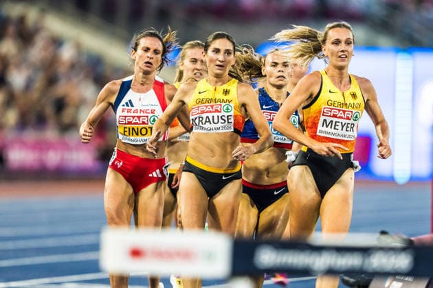 European Athletics Championships; Birmingham, 13.08.2026 BIRMINGHAM, UNITED KINGDOM - AUGUST 13: Gesa Felicitas Krause (GER - Germany) and Lea Meyer (GER - Germany) lead in the last lap of the final of the womens 3000 m steeple chase at the European Athletics Championships; Birmingham on August 13, 2026 in Birmingham, United Kingdom. *** European Athletics Championships, Birmingham, August 13, 2026 BIRMINGHAM, UNITED KINGDOM AUGUST 13 Gesa Felicitas Krause (GER, Germany) and Lea Meyer (GER, Germany) lead on the final lap of the women’s 3,000-meter steeplechase final at the European Athletics Championships in Birmingham on August 13, 2026, in Birmingham, United Kingdom Copyright: xBEAUTIFULxSPORTS UlfxSchillerx