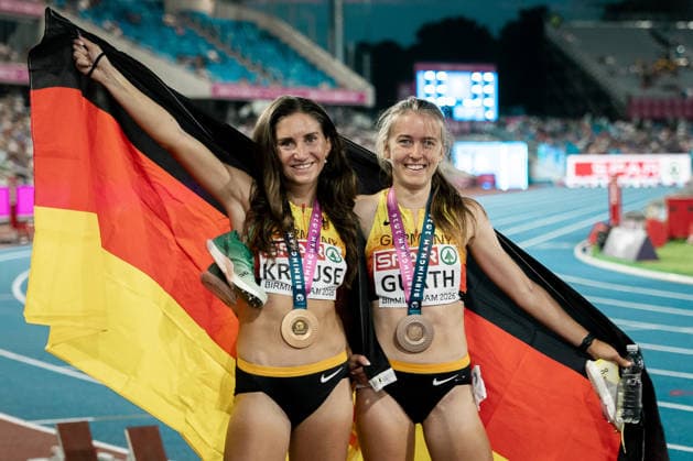 Gesa Felicitas Krause (Silversterlauf Trier, 3000m Hindernis Frauen), Olivia Guerth (Silversterlauf Trier, 3000m Hindernis Frauen), GBR, Leichtathletik, Athletics, European Athletics Championships 2026, Leichtathletik Europameisterschaft 2026, Birmingham 2026, 09.08.2026, GBR, Leichtathletik, Athletics, European Athletics Championships 2026, Leichtathletik Europameisterschaft 2026, Birmingham 2026, 09.08.2026 Birmingham *** Gesa Felicitas Krause, Trier New Year s Eve Run, Women s 3000m Steepchase; Olivia Guerth, Trier New Year s Eve Run, Women s 3000m Steepchase; GBR, Track and Field, Athletics, 2026 European Athletics Championships, 2026 European Athletics Championships, Birmingham 2026, August 9, 2026, GBR, Track and Field, Athletics, 2026 European Athletics Championships, 2026 European Athletics Championships, Birmingham 2026, August 9, 2026, Birmingham Copyright: xStefanxMayerx EP_SMR