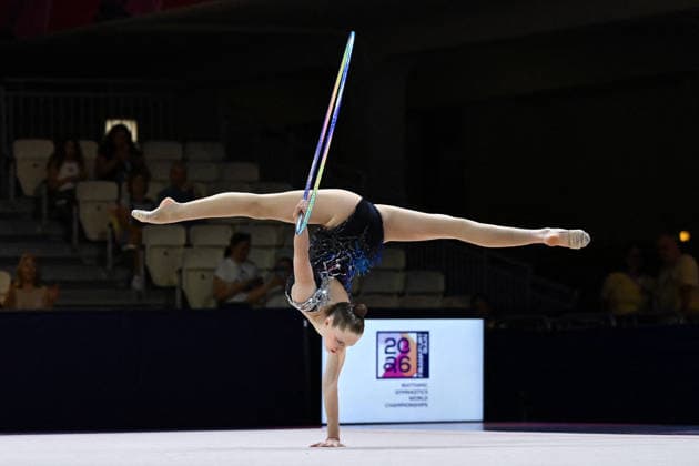OTHER - Gymnastics - 42nd Rhythmic gymnastics, Rhythmische Sportgymnastik, RSG World Championships Photo by IPA ABACAPRESS.COM87454077 - SUMKIN Meital Maayan (ISR) performing the hoop routine during the 42nd Rhythmic Gymnastics World Championships in Frankfurt am Main, Germany, on August 13, 2026 Frankfurt am Main Germany  Copyright: xIPAxSport ABACAx