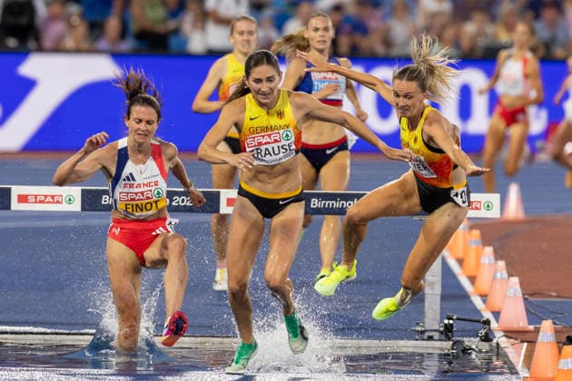 2026 European Athletics Championships, Alexander Stadium, Birmingham, England 13 8 2026 Women™s 3000m Steeplechase Final Germany™s Lea Meyer takes a fall at the water jump Lea Meyer 13 8 2026  Copyright: xx 0U6A1448