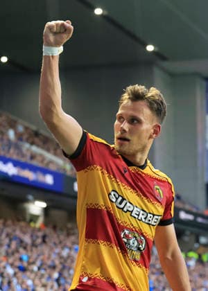 Rangers v Jagiellonia BiaÅ‚ystok UEFA Europa League Nik Prelec of Jagiellonia BiaÅ‚ystok celebrates scoring his teams first goal during the UEFA Europa League Third Qualifying Round Second Leg match at Ibrox Stadium, Glasgow 13 08 2026 UK Newspapers OUT Copyright: xFredxPalmerx FIL-23767-0075