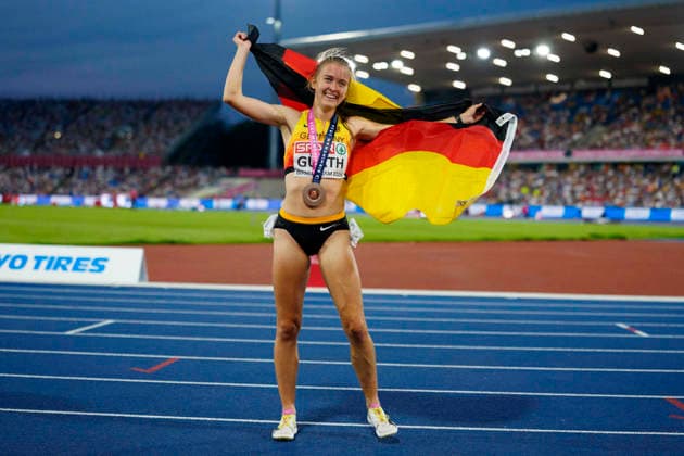 BIRMINGHAM, GREAT BRITAIN - AUGUST 13, 2026 : Olivia GÜRTH (GER Germany) taking bronze during the European Athletics Championships at Alexander Stadium on August 13, 2026 in Birmingham, Great Britain. Great Britain Copyright: xLeahxKohringx