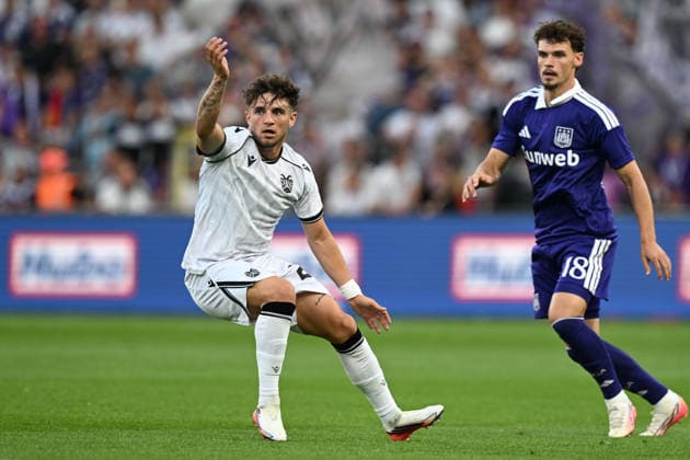 260813 RSC Anderlecht vs PAOK Christos Zafeiris (20) of PAOK pictured pictured during the third qualifying round - 2nd leg in the 2026-2027 Uefa Europa League season between RSC Anderlecht and PAOK FC Saloniki from Greece on August 13 , 2026 in Anderlecht, Belgium. (Photo by David Catry Isosport) Anderlecht Belgium  Copyright: xDavidxCatryx 20260813DC2_3163
