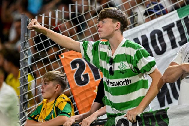 UEFA Europa League Third Qualifying Round Second Leg, Egnatia Arena, Albania 13 8 2026 KF Egnatia vs Shamrock Rovers A view of a Shamrock Rovers™ supporter during the match A view of a Shamrock Rovers™ supporter during the match 13 8 2026  Copyright: xInhpox DSC_1952