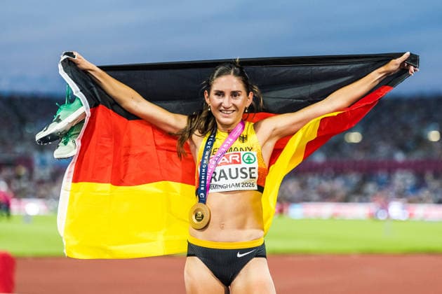 European Athletics Championships; Birmingham, 13.08.2026 BIRMINGHAM, UNITED KINGDOM - AUGUST 13: Gesa Felicitas Krause (GER - Germany) celebrates after winning the 3000 m steeple chase at the European Athletics Championships; Birmingham on August 13, 2026 in Birmingham, United Kingdom. *** European Athletics Championships, Birmingham, August 13, 2026 BIRMINGHAM, UNITED KINGDOM AUGUST 13 Gesa Felicitas Krause (GER) of Germany celebrates after winning the 3,000-meter steeplechase at the European Athletics Championships in Birmingham on August 13, 2026, in Birmingham, United Kingdom Copyright: xBEAUTIFULxSPORTS UlfxSchillerx