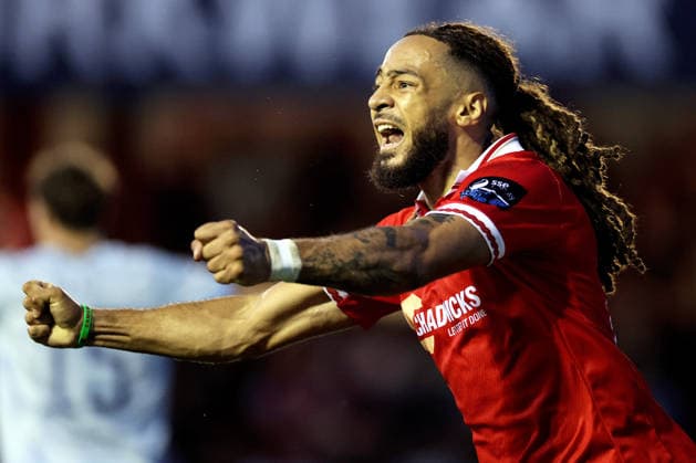 UEFA Conference League Third Qualifying Round Second Leg, Tolka Park, Dublin 13 8 2026 Shelbourne vs Ajax Shelbourne s Milan Mbeng celebrates scoring a goal that was later disallowed Milan Mbeng celebrates scoring a goal that was later disallowed 13 8 2026  Copyright: xLaszloxGeczox LG_13-08-2026_004947