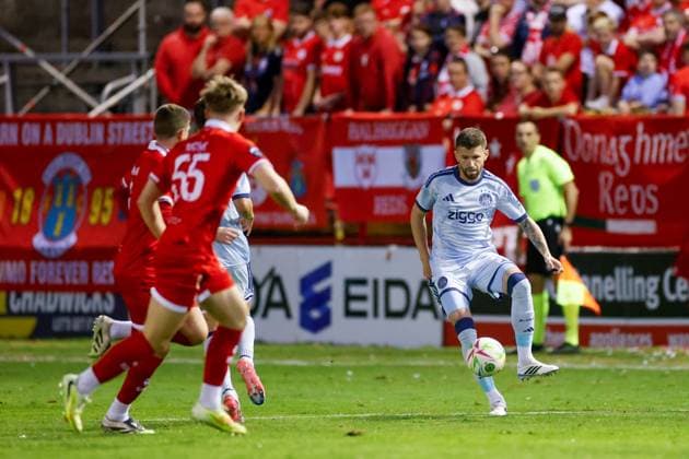 DUBLIN , 13-08-2026, Tolka Park Stadium , season 2026 2027 , UEFA Conference League play-off football . Match between Shelbourne FC and Ajax, Picture shows Ajax player Caio Henrique Shelbourne - Ajax  x205684112x Copyright: