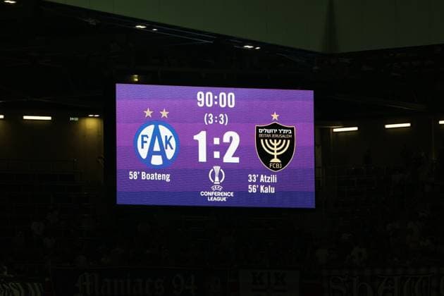 13.August.2026 - SOCCER - 2026 27 UEFA Conference League, Third Qualifying Round, 2nd Leg, FK Austria Wien vs Beitar Jerusalem Scoreboard showing the score at the end of 90 minutes as the match goes into extra time between FK Austria Wien and Beitar Jerusalem. Vienna Franz-Horr-Stadion (Generali-Arena) Vienna Austria Copyright: xYigitxOermex xPsxImagesxYigitxOermex xPsxImagesx