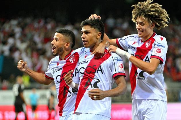 Sion, 13.08.2026, Football UEFA Conference League, FC Sion - FC Noah, Baltazar Costa (FCS 8) 2:1 with Marquinhos (Sion 6) & Franck Surdez (Sion 19) (Frederic Dubuis Imago) FC SION - FC NOAH Imago