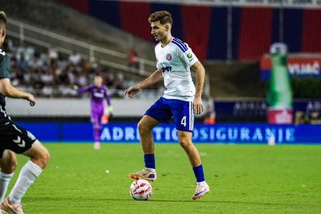 Fussball: Kroatien: UEFA Conference League Qualifikation 2026 2027 - 3. Runde, 13.08.2026 - HNK Hajduk Split (Kroatien) vs. FK Zalgiris Vilnius (Litauen) - Stadion Poljud (Split, Kroatien); Adrion Pajaziti (Hajduk Split) *** Soccer Croatia UEFA Conference League Qualifiers 2026–2027, Round 3, August 13, 2026: HNK Hajduk Split (Croatia) vs. FK Žalgiris Vilnius (Lithuania) at Poljud Stadium, Split, Croatia; Adrion Pajaziti, Hajduk Split Copyright: xLUKAxKOLANOVICx
