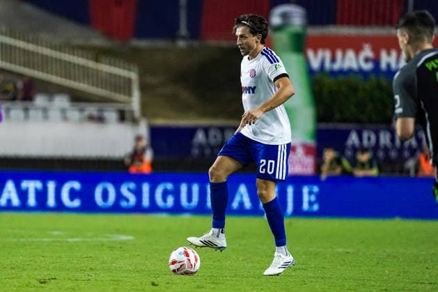 Fussball: Kroatien: UEFA Conference League Qualifikation 2026 2027 - 3. Runde, 13.08.2026 - HNK Hajduk Split (Kroatien) vs. FK Zalgiris Vilnius (Litauen) - Stadion Poljud (Split, Kroatien); Alberto Del Moral (Hajduk Split) *** Soccer Croatia UEFA Conference League Qualifiers 2026–2027, Round 3, August 13, 2026: HNK Hajduk Split (Croatia) vs. FK Žalgiris Vilnius (Lithuania) at Poljud Stadium, Split, Croatia; Alberto Del Moral, Hajduk Split Copyright: xLUKAxKOLANOVICx