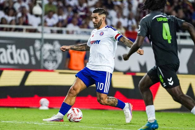 Fussball: Kroatien: UEFA Conference League Qualifikation 2026 2027 - 3. Runde, 13.08.2026 - HNK Hajduk Split (Kroatien) vs. FK Zalgiris Vilnius (Litauen) - Stadion Poljud (Split, Kroatien); Marko Livaja (Hajduk Split) *** Soccer Croatia UEFA Conference League Qualifiers 2026–2027, Round 3, August 13, 2026: HNK Hajduk Split (Croatia) vs. FK Žalgiris Vilnius (Lithuania) at Poljud Stadium, Split, Croatia; Marko Livaja, Hajduk Split Copyright: xLUKAxKOLANOVICx