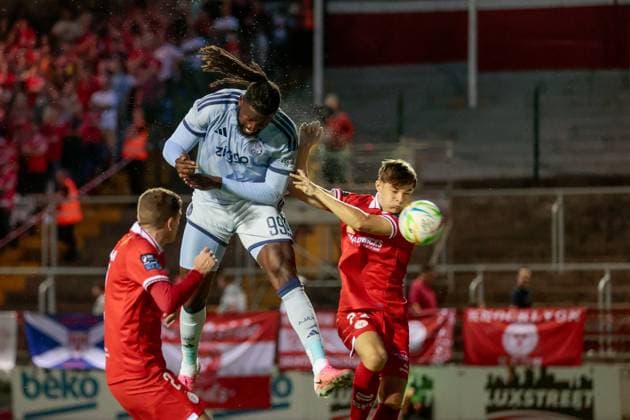 DUBLIN , 13-08-2026, Tolka Park Stadium , season 2026 2027 , UEFA Conference League play-off football . Match between Shelbourne FC and Ajax, Picture shows Ajax player Tolu Arokodare Shelbourne - Ajax  x205684194x Copyright: