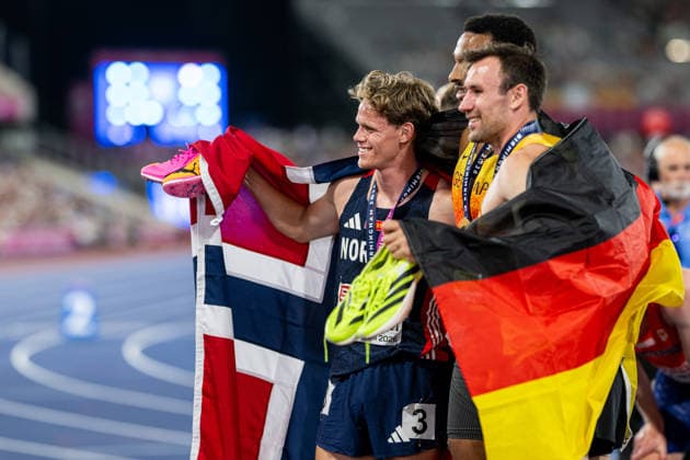 260813 Sander Aae Skotheim of Norway celebrates after men s decathlon 1500 meter during day 4 of the 2026 European Athletics Championships on August 13, 2026 in Birmingham. Photo: Mathias Bergeld BILDBYRAN kod MB MT1068 friidrott athletics friidrett friidrotts-em em friidretts-em 2026 european athletics championships 4 bbeng *** August 13, 2026: Sander Aae Skotheim of Norway celebrates after the men’s decathlon 1,500-meter race on Day 4 of the 2026 European Athletics Championships on August 13, 2026 in Birmingham. Photo by Mathias Bergeld, BILDBYRAN, code MB MT1068. track and field, athletics, friidrett, friidrotts EM, 2026 European Athletics Championships, 4 BBENG  Copyright: MATHIASxBERGELD BB260813MB145