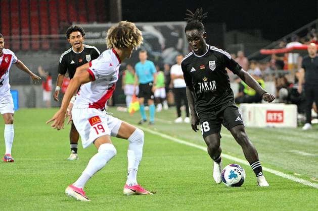 Sion, 13.08.2026, Football UEFA Conference League, FC Sion - FC Noah, Franck Surdez (FCS 19) duel with Brian Oddei (Noah 98) (Frederic Dubuis Imago) FC SION - FC NOAH Imago