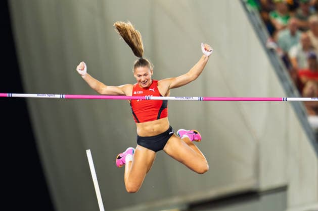 BIRMINGHAM, UNITED KINGDOM - AUGUST 13: Angelica Moser of Switzerland competes in the Women s Pole Vault during the European Athletics Championships at Alexander Stadium on August 13, 2026 in Birmingham, United Kingdom. England United Kingdom Copyright: xBEAUTIFULxSPORTS TobiasxLacknerx