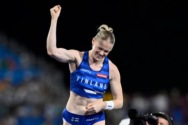 LKS 20260813 Wilma Heltelä of Finland celebrates after clearing 4,75m during women s pole vault final at the European Athletics Championships 2026 in Birmingham, on August 13, 2026. - ANTTI AIMO-KOIVISTO Birmingham United Kingdom 8WetWyJ6eH4  Copyright: xAnttixAimo-Koivistox 8WetWyJ6eH4