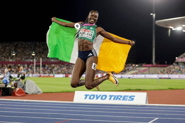 2026 European Athletics Championships, Alexander Stadium, Birmingham, England 13 8 2026 Women™s 200m Final Ireland™s Rhasidat Adeleke celebrates after winning silver Rhasidat Adeleke celebrates after winning silver 13 8 2026  Copyright: xx 0S9A3163