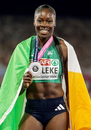 2026 European Athletics Championships, Alexander Stadium, Birmingham, England 13 8 2026 Women™s 200m Final Ireland™s Rhasidat Adeleke celebrates with her silver medal Rhasidat Adeleke celebrates with her silver medal 13 8 2026  Copyright: xx 0S9A3165
