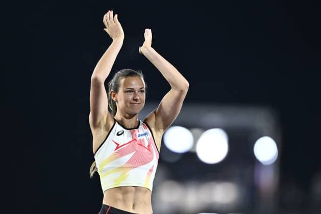 Belgian Elien Vekemans pictured during the final of the women s pole vault event on the fourth day of the European Athletics Championships (August 10-18) in Birmingham, United Kingdom, on Thursday 13 August 2026. ERICxLALMAND  x183324903x