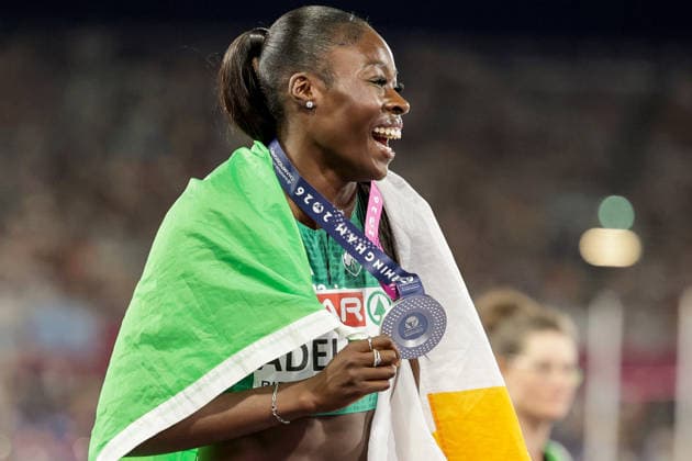 2026 European Athletics Championships, Alexander Stadium, Birmingham, England 13 8 2026 Women™s 200m Final Ireland™s Rhasidat Adeleke celebrates with her silver medal Rhasidat Adeleke celebrates with her silver medal 13 8 2026  Copyright: xx 0S9A3172