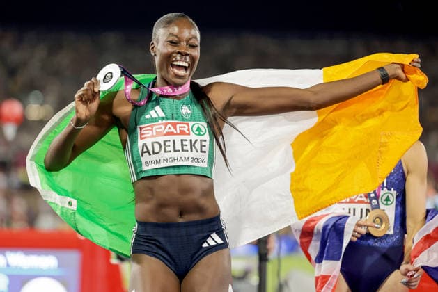 2026 European Athletics Championships, Alexander Stadium, Birmingham, England 13 8 2026 Women™s 200m Final Ireland™s Rhasidat Adeleke celebrates with her silver medal Rhasidat Adeleke celebrates with her silver medal 13 8 2026  Copyright: xx 0S9A3173