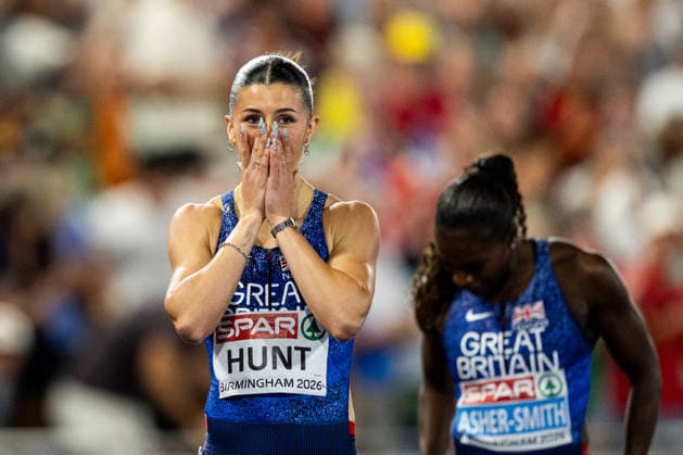 260813 Amy Hunt of Great Britain celebrates after women™s 200 meter final during day 4 of the 2026 European Athletics Championships on August 13, 2026 in Birmingham. Photo: Mathias Bergeld BILDBYRAN kod MB MT1068 friidrott athletics friidrett friidrotts-em em friidretts-em 2026 european athletics championships 4 bbeng *** August 13, 2026: Amy Hunt of Great Britain celebrates after the women’s 200-meter final on Day 4 of the 2026 European Athletics Championships in Birmingham. 2026 in Birmingham. Photo by Mathias Bergeld. BILDBYRAN code MB MT1068. track and field, athletics, friidrett, friidrotts EM, 2026 European Athletics Championships, 4 BBENG  Copyright: MATHIASxBERGELD BB260813MB165