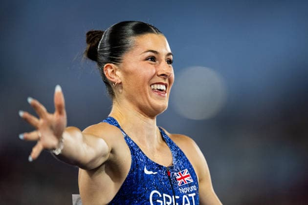 260813 Amy Hunt of Great Britain celebrates after women™s 200 meter final during day 4 of the 2026 European Athletics Championships on August 13, 2026 in Birmingham. Photo: Mathias Bergeld BILDBYRAN kod MB MT1068 friidrott athletics friidrett friidrotts-em em friidretts-em 2026 european athletics championships 4 bbeng *** August 13, 2026: Amy Hunt of Great Britain celebrates after the women’s 200-meter final on Day 4 of the 2026 European Athletics Championships on August 13, 2026 in Birmingham. Photo by Mathias Bergeld. BILDBYRAN code MB MT1068. track and field, athletics, friidrett, friidrotts EM, 2026 European Athletics Championships, 4 BBENG  Copyright: MATHIASxBERGELD BB260813MB167