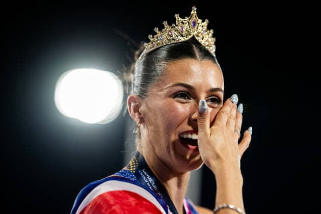 260813 Amy Hunt of Great Britain celebrates after women™s 200 meter final during day 4 of the 2026 European Athletics Championships on August 13, 2026 in Birmingham. Photo: Mathias Bergeld BILDBYRAN kod MB MT1068 friidrott athletics friidrett friidrotts-em em friidretts-em 2026 european athletics championships 4 bbeng *** August 13, 2026: Amy Hunt of Great Britain celebrates after the women’s 200-meter final on Day 4 of the 2026 European Athletics Championships on August 13, 2026 in Birmingham. Photo by Mathias Bergeld. BILDBYRAN code MB MT1068. track and field, athletics, friidrett, friidrotts EM, 2026 European Athletics Championships, 4 BBENG  Copyright: MATHIASxBERGELD BB260813MB174