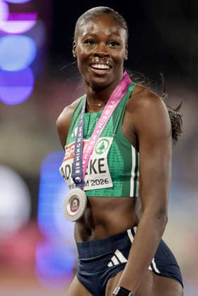 2026 European Athletics Championships, Alexander Stadium, Birmingham, England 13 8 2026 Women™s 200m Final Ireland™s Rhasidat Adeleke celebrates with her silver medal Rhasidat Adeleke celebrates with her silver medal 13 8 2026  Copyright: xx 0U6A2662