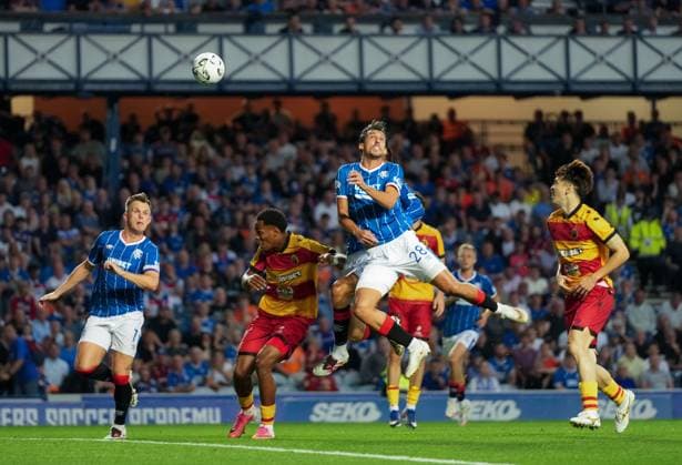 Bojan Miovski of Rangers heads wide of goal. Rangers v Jagiellonia Bialystok, UEFA Europa League, 3rd Qualifying Round, Second Leg, Football, Ibrox Stadium, Glasgow, Scotland, UK - 13 Aug 2026Glasgow Ibrox Stadium Scotland United Kingdom  Copyright: xStuartxWallace Shutterstockx 17069359ca