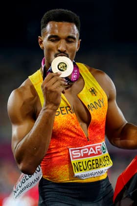 BIRMINGHAM, GREAT BRITAIN - AUGUST 13, 2026 : European champion of the decathlon: Leo NEUGEBAUER (GER Germany) during the European Athletics Championships at Alexander Stadium on August 13, 2026 in Birmingham, Great Britain. Great Britain Copyright: xLeahxKohringx
