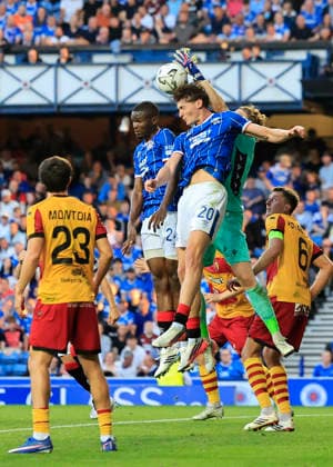 Rangers v Jagiellonia BiaÅ‚ystok UEFA Europa League Ryan Naderi of Rangers competes for the ball with SÅ‚awomir Abramowicz of Jagiellonia BiaÅ‚ystok during the UEFA Europa League Third Qualifying Round Second Leg match at Ibrox Stadium, Glasgow 13 08 2026 UK Newspapers OUT Copyright: xFredxPalmerx FIL-23767-0143