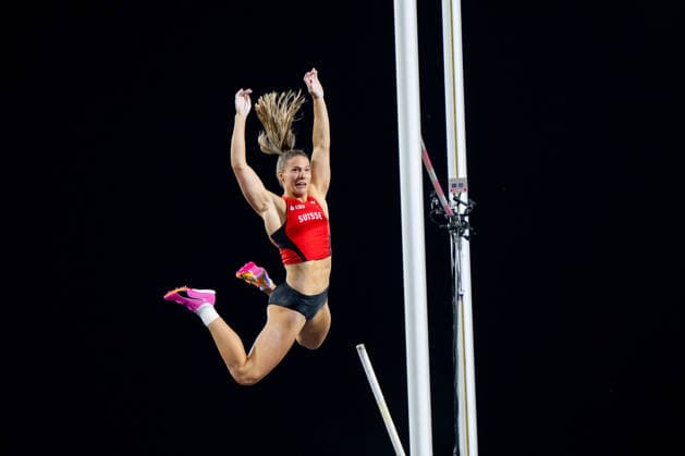 13.08.2026, GBR, Leichtathletik, Europameisterschaft 2026, Abendsession Tag 4, Birmingham Angelica Moser ( Schweiz ) jubelt über den Sprung zu Sieg und Gold Medaille, Stabhochsprung Damen, Finale Birmingham Alexander Stadium England Großbritannien *** August 13, 2026, GBR, Track and Field, 2026 European Championships, Evening Session, Day 4, Birmingham: Angelica Moser of Switzerland celebrates her winning jump and gold medal, Women’s Pole Vault, Final, Alexander Stadium, Birmingham, England, United Kingdom Copyright: xNordphoto Memmlerx