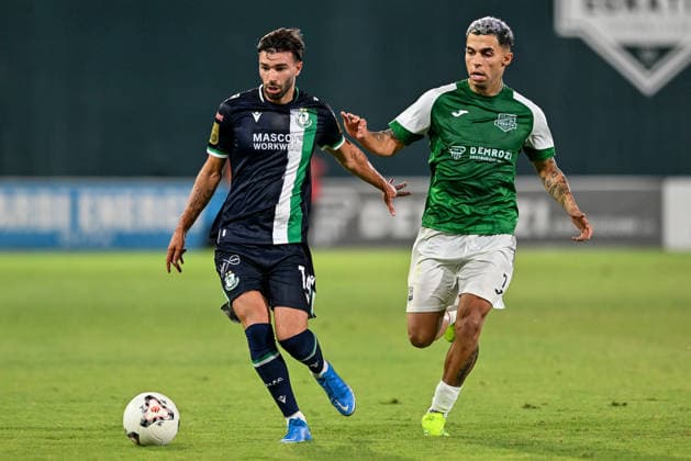 UEFA Europa League Third Qualifying Round Second Leg, Egnatia Arena, Albania 13 8 2026 KF Egnatia vs Shamrock Rovers Shamrock Rovers Daniel Mandroiu and Egnatia™s Fernando Medeiros Daniel Mandroiu and Fernando Medeiros 13 8 2026  Copyright: xInphox DSC_2059
