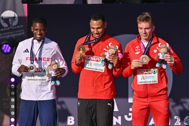 2026.08.13 Birmingham Lekkoatletyka Mistrzostwa Europy N z Just Kwaou-Mathey Jason Joseph Jakub Szymanski ceremonia dekoracji Foto Michal Laudy PressFocus 2026.08.13 Birmingham Athletics European Athletics Championships Just Kwaou-Mathey Jason Joseph Jakub Szymanski medal ceremony Credit: Michal Laudy PressFocus NEWSPIX.PL --- newspix.pl 