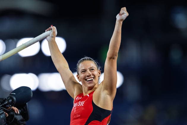 BIRMINGHAM, UNITED KINGDOM - AUGUST 13: Angelica Moser of Switzerland wins the Gold Medal in the Women s Pole Vault during the European Athletics Championships at Alexander Stadium on August 13, 2026 in Birmingham, United Kingdom. England United Kingdom Copyright: xBEAUTIFULxSPORTS TobiasxLacknerx