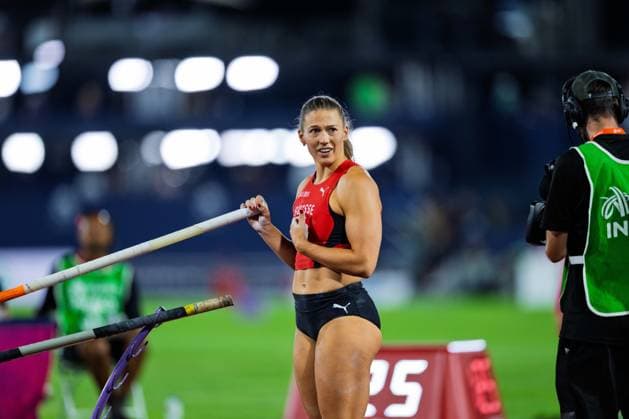 BIRMINGHAM, UNITED KINGDOM - AUGUST 13: Angelica Moser of Switzerland wins the Gold Medal in the Women s Pole Vault during the European Athletics Championships at Alexander Stadium on August 13, 2026 in Birmingham, United Kingdom. England United Kingdom Copyright: xBEAUTIFULxSPORTS TobiasxLacknerx