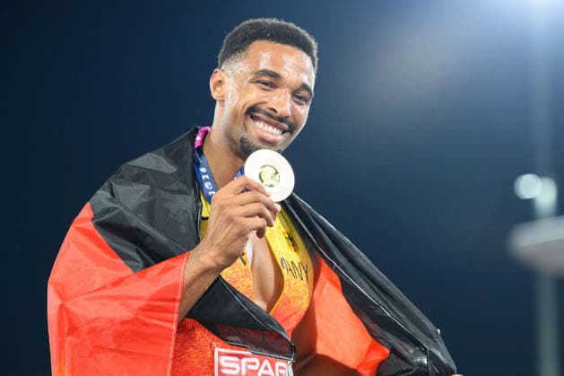 BIRMINGHAM, GREAT BRITAIN - August 13: Leo Neugebauer (Germany) with his medal after winning the decathlon during the European Athletics Championships 2026 at Alexander Stadium in Birmingham, Great Britain (Photo by Sven Beyrich Sports Press Photo)  Copyright: xSvenxBeyrich SportsxPressxPhotox Sportspressphoto_SPR205726