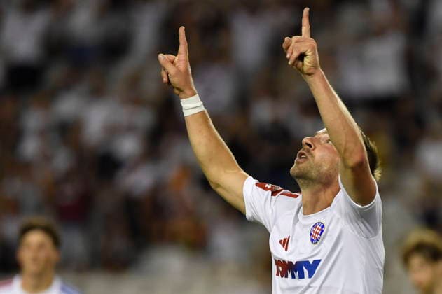 Croatia, Split, 130826. Poljud Stadium. Second match of the 3rd qualifying round of the Conference Ligue, Hajduk - Zalgiris. In the photo: Dario Melnjka. Photo: Josko Ponos CROPIX Split CROATIA Copyright: xxJoskoxPonosx hajduk_zalgiris88-130826