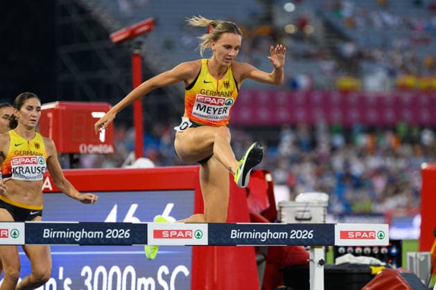 BIRMINGHAM, GREAT BRITAIN - August 13: Lea Meyer (Germany) during the 3000 metres steeplechase final ahead of Gesa Felicitas Krause (Germany) during the European Athletics Championships 2026 at Alexander Stadium in Birmingham, Great Britain (Photo by Sven Beyrich Sports Press Photo)  Copyright: xSvenxBeyrich SportsxPressxPhotox Sportspressphoto_SPR205733