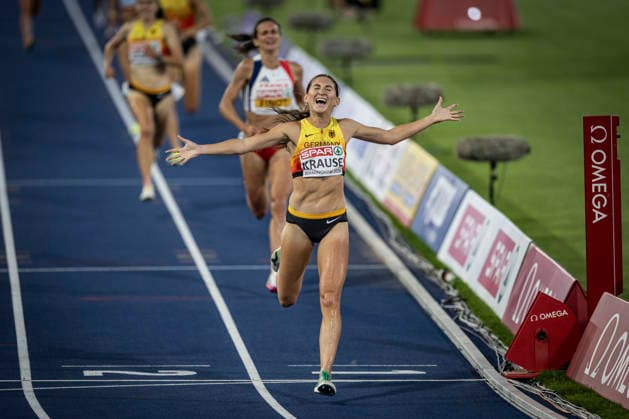 RECORD DATE NOT STATED 13th August 2026; Alexander Stadium, Birmingham, Midlands, England; 2026 European Athletics Championships, Day Four; Gesa Felicitas Krause (GER) wins the womens 3000m steeplechase GodfreyxPitt